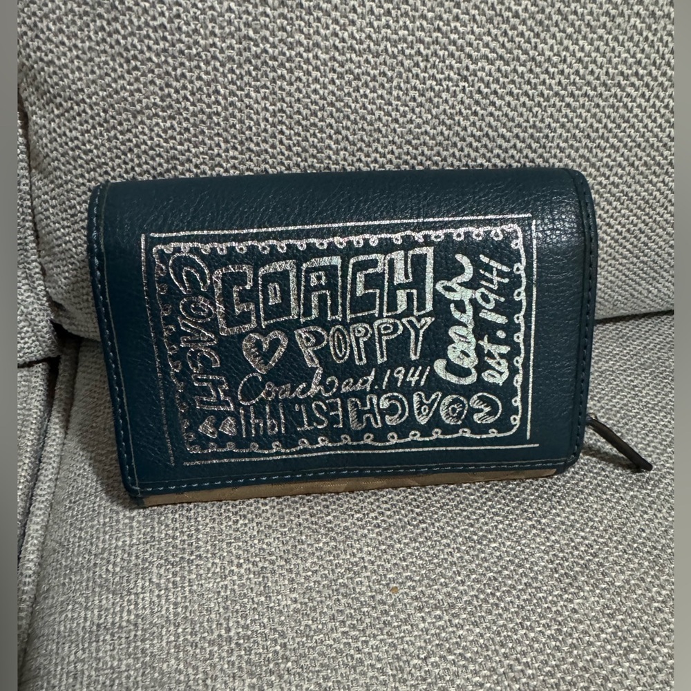Coach Poppy Dark Teal Wallet